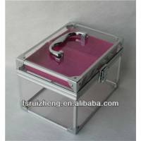 Hot sale! Clear Transparent Acrylic Makeup Train Case w /Alu Frame,RZ-AM018